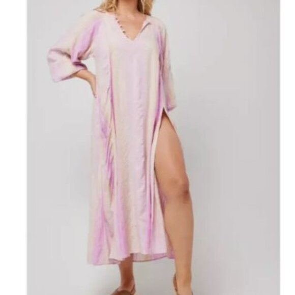 NWT Space Women's Cassie Dress M/L Multicolor Long Sleeve Button-Front Boho - Picture 1 of 8